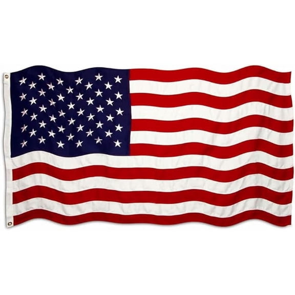 Super Tough 4'x6' Standard Sewn American Flag | Polyester USA Flag with Canvas Heading and Brass Grommets | Embroidered Stars and Sewn Stripes