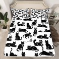 thumbnail image 2 of Homewish Funny Cat Kitten Full Size Sheets for Kids, White Black Cartoon Bed Sheets, Kawaii Animal Theme Sheet Sets, Super Cozy Room Decor, 4-Piece, 2 of 7