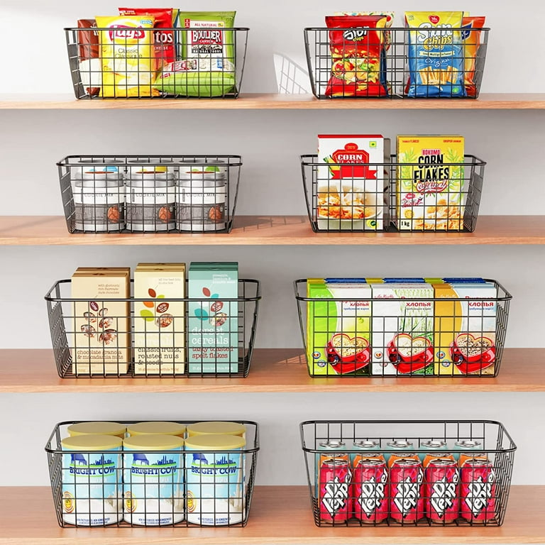 4 Pack Freezer Wire Storage Organizer Bin Baskets with Handles