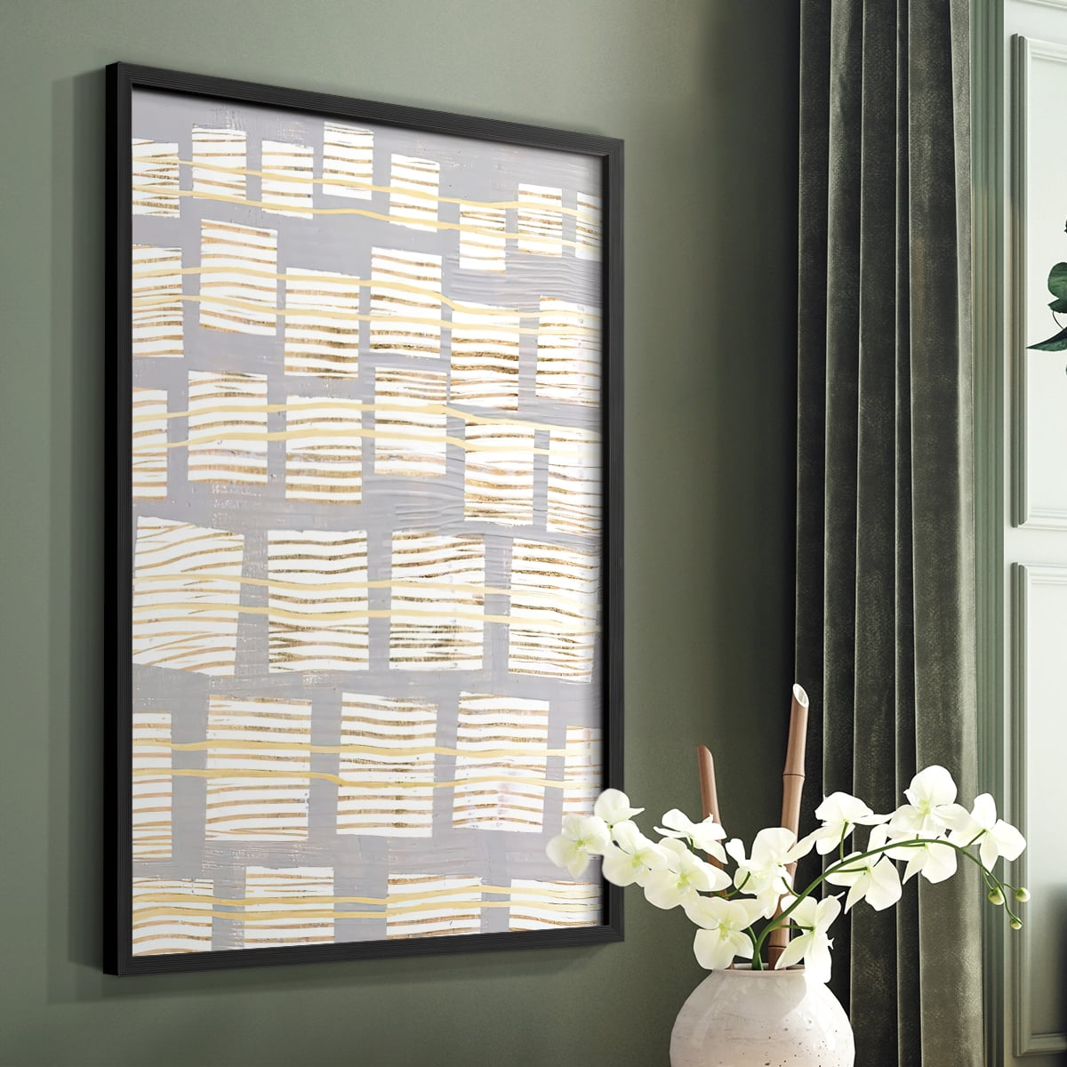 Networks II Framed Print in Black Solid Wood Framed Print No Nail Hanging
