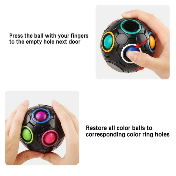Riforla Magic Rainbow Puzzle Ball Speed Ball Game Fun Stress Reliever for Children Teens Gyro Toy Black