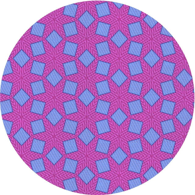 Ahgly Company Machine Washable Indoor Round Transitional Fuchsia or Magenta Purple Area Rugs, 3' Round