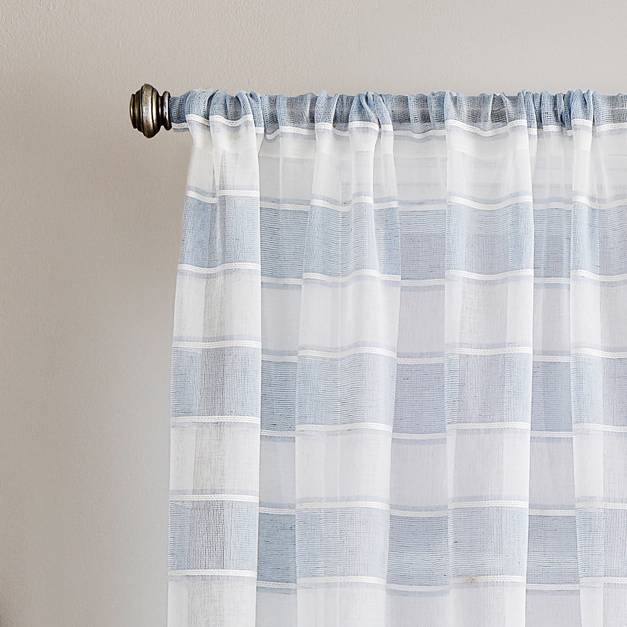 Curtainworks Harbor Curtain Panel Pair Chambray Blue, Pole Top, Sheer, Indoor, 50" x 63", Adult
