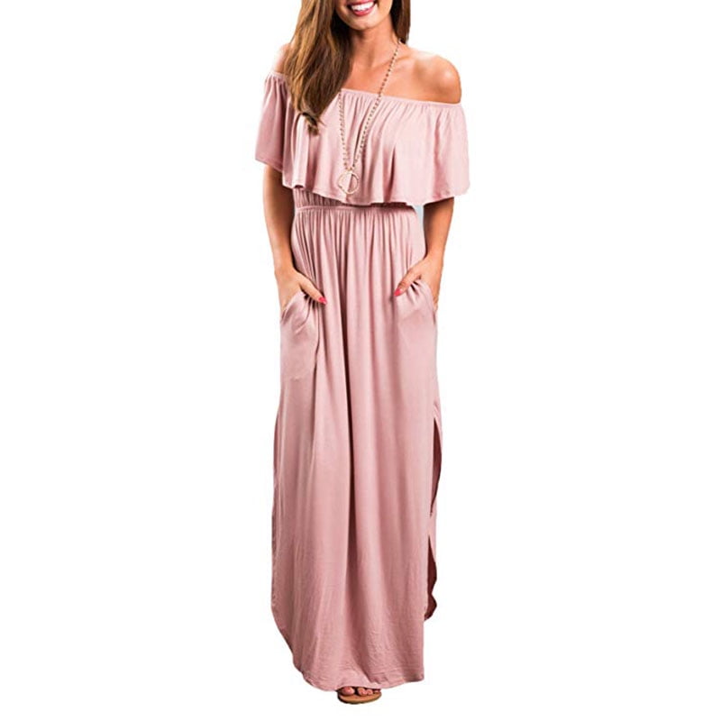 off the shoulder maxi dress casual