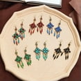 thumbnail image 2 of U8MO Ethnic Bohemian Bronze Color Opaque Rhinestones Tassels Dangle Hook Earrings-Colorful, 2 of 4