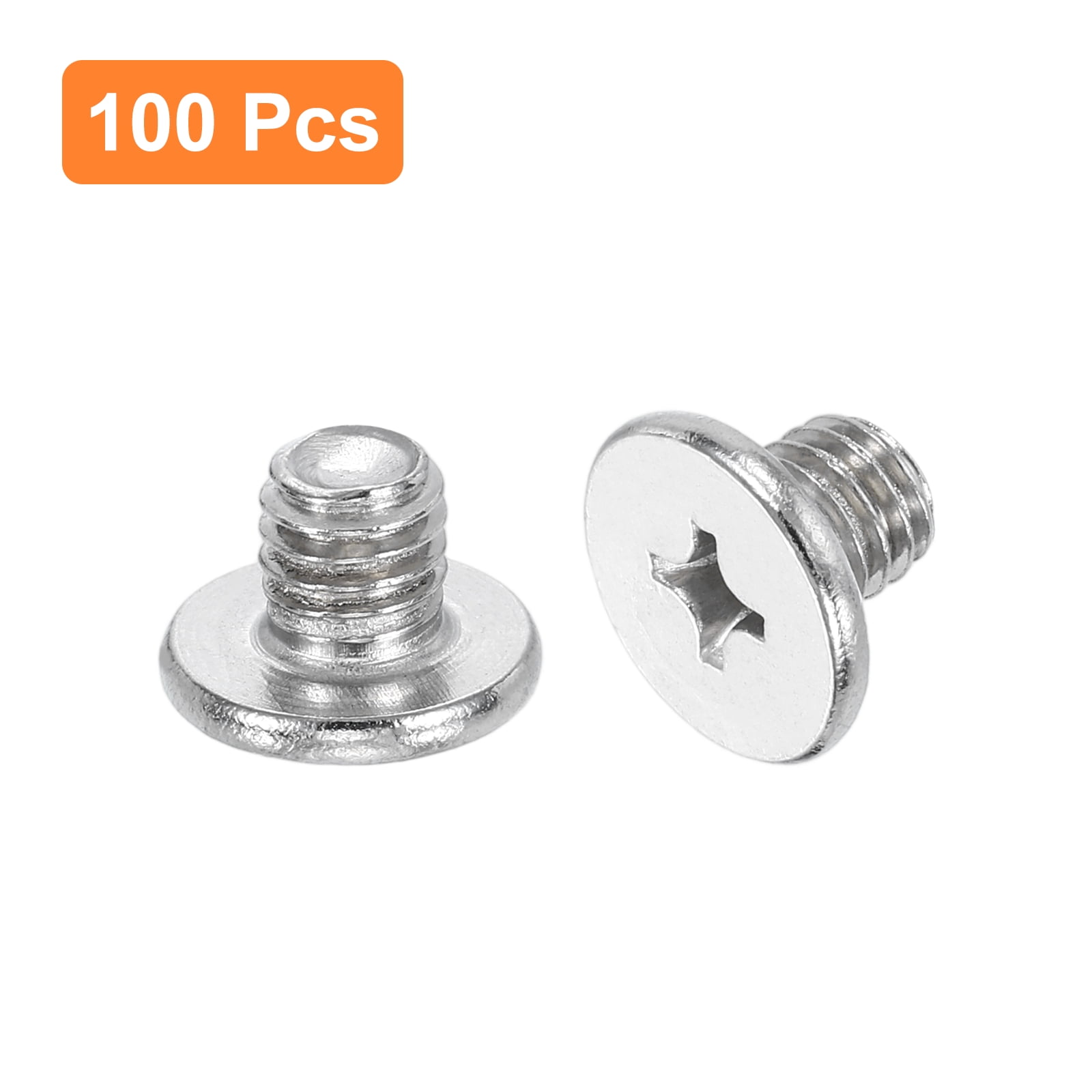 M8-1.25 x 8mm 100Pack Metal Flat Round Head Screws Phillips Drive Machine Bolt