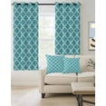 thumbnail image 2 of Turquoise Morocco Blackout Curtains 63 Inches Length, Farm Country Moroccan Geometric Plaid Window Treatment Thermal Insulated Drapes for Bedroom Living Room 2 Panels 104x63 Inches, 2 of 8
