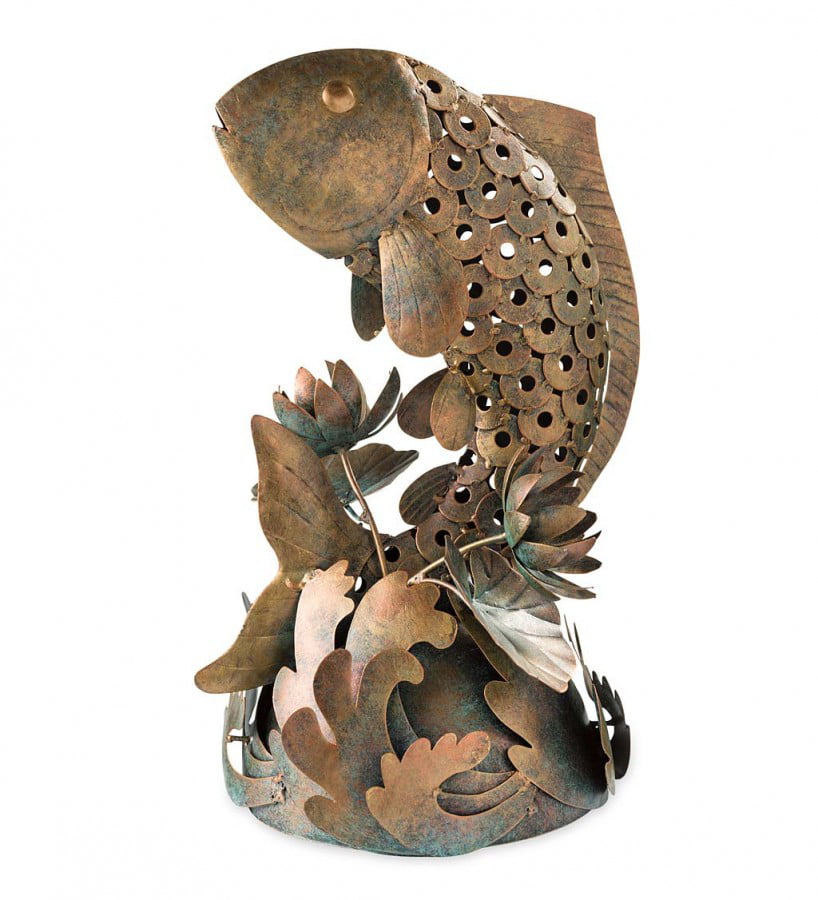 Wind & Weather Handcrafted Reclaimed Metal Koi Fish Sculpture