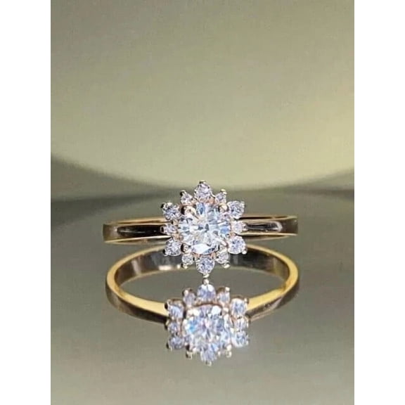 2Ct Round Cut Simulated Diamond Women's Halo Engagement Gift Ring 14k Yellow Gold Plated