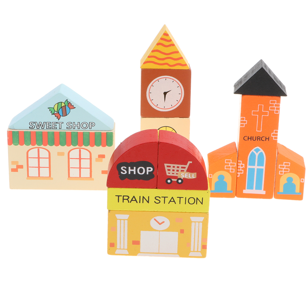 Wooden Railway Train Set Building Accessories for Kids