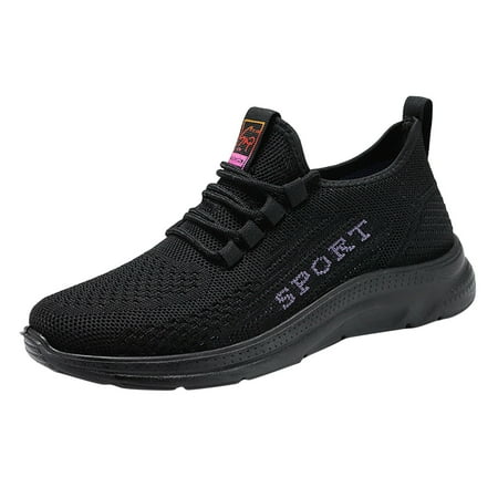 

Fashion Women Shoes Fashion Autumn Women Sports Shoes Flat Non Slip Lace Up Fly Woven Mesh Breathable Comfortable Solid Color Simple