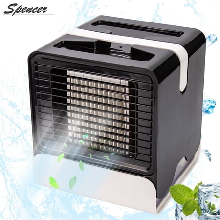Spencer Personal Air Conditioner Fan, 4 in 1 USB Mini Portable Evaporative Quiet Desk Fan Air Cooler Circulator Humidifier for Office Home Nightstand "Black"