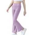 thumbnail image 5 of Hurxie Girls Flare Leggings Mid Waisted Bell Bottom Yoga Pants Purple,10 Years, 5 of 7