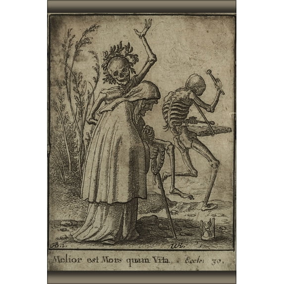 24"x36" Gallery Poster, old woman and death by Wenceslas Hollar