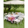 thumbnail image 4 of Outdoor Tablecloth with Umbrella Hole for Patio/Picnic/Party/Camping, Pink Grey Floral Waterproof Table Cloth Rectangle Table Cover Washable, Botanical Leaves Spring Chic Flower (52"x 70"), 4 of 9