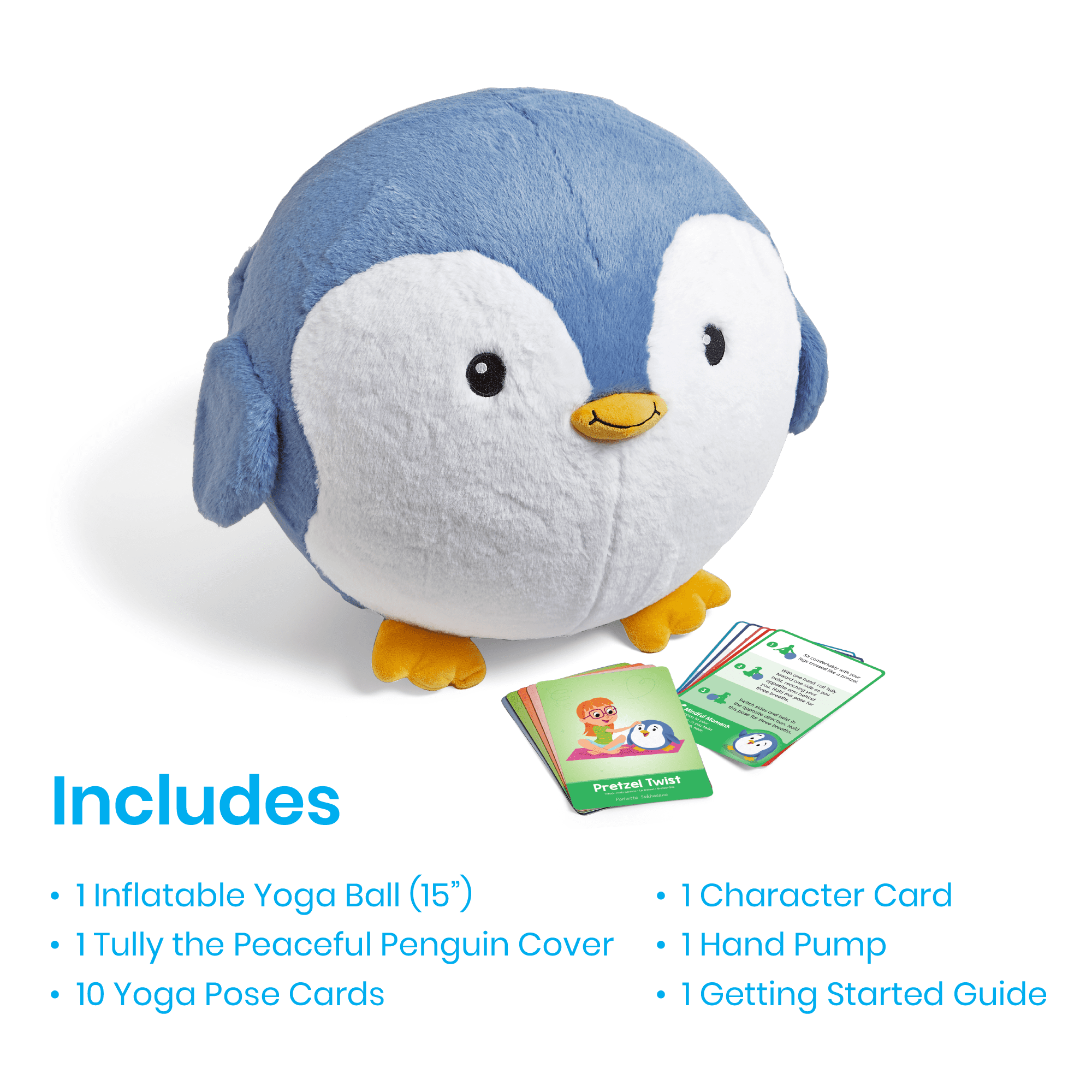 hand2mind BubblePlush Yoga Ball Buddy, Penguin