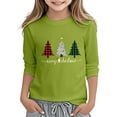 thumbnail image 3 of Girls Christmas Shirts Festive Holiday Print Long Sleeve Crewneck Tee Casual Top With Cute Seasonal Design Youth, 3 of 4