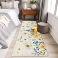 thumbnail image 5 of White Daisy 2'x6' Runner Rug, Spring Floral Elegant Pastoral Bees Watercolor Washable Non-Slip Area Rugs for Hallway Kitchen Floor Bedroom Entryway, Laundry Carpet Decoration Indoor Mat, 5 of 9