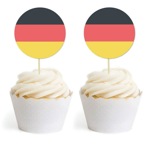 Global World Flag Party Collection, Round Cupcake Wrappers, Germany, 20-Pack, Olymics, Soccer, Football World Cup