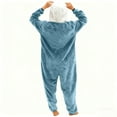 thumbnail image 6 of Unisex Onesie Adult Sleepwear Loose Funny Hooded Outfit Plush Winter Warm Pajamas with Pocket Blue S, 6 of 7