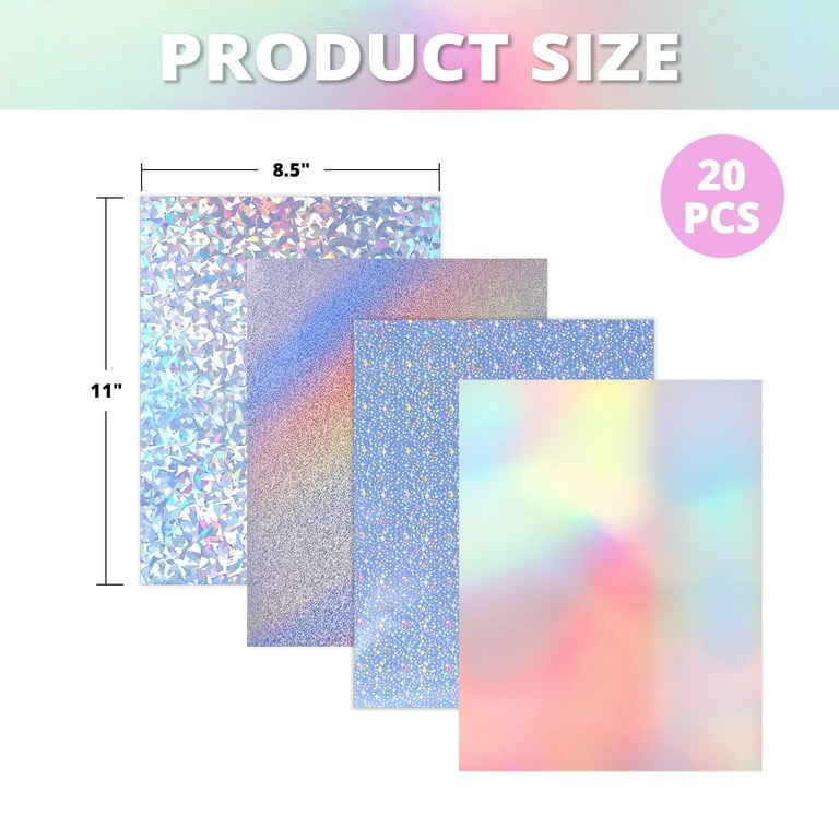 Decor Store 20pcs Holographic Stickers Self Adhesive Waterproof Paper  Printable Sparkling Holographic Premium Sticker for Office 