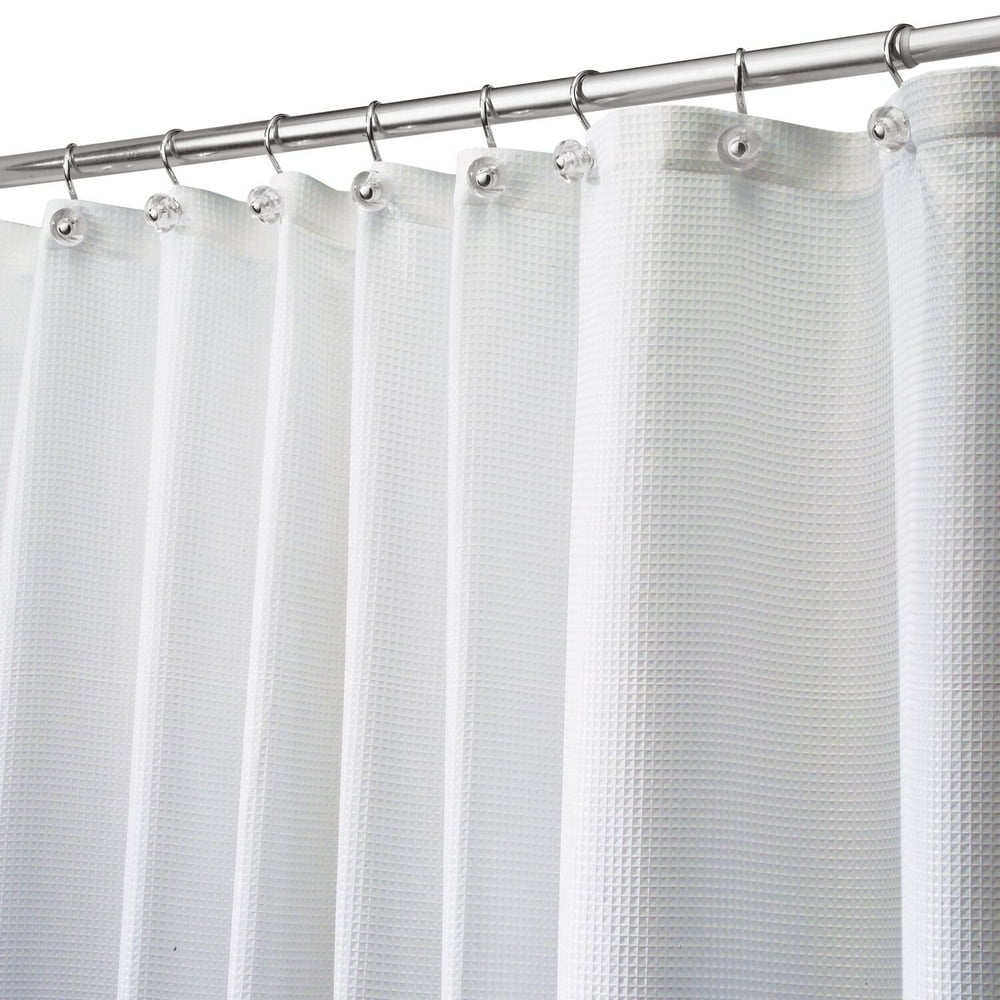 White Carlton Fabric Shower Curtain, Stall 54" x 78", iDesign Walmart