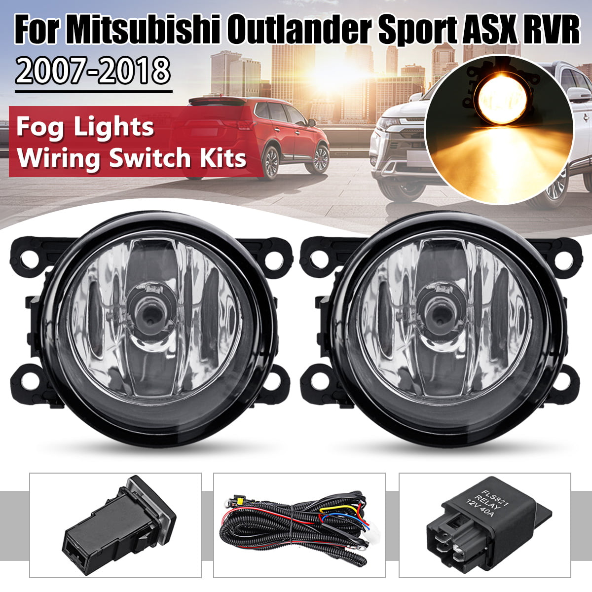For Mitsubishi Outlander 2007-2013 Combo 4-sides LED Headlight Fog Light 6 Bulbs