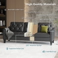 thumbnail image 3 of LAZZO 83" 3-Seater Couch, Faux Leather Tufted Design with High-Resilience Foam for Living Room and Office, Black, 3 of 7