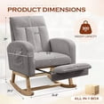 thumbnail image 2 of FFH Rocking Chair for Nursey, Rocking Chair with Footrest, Corduroy Armchair with High Backrest and Side Pockets, Accent Chair for Living Room, Bedroom, Gray, 2 of 10