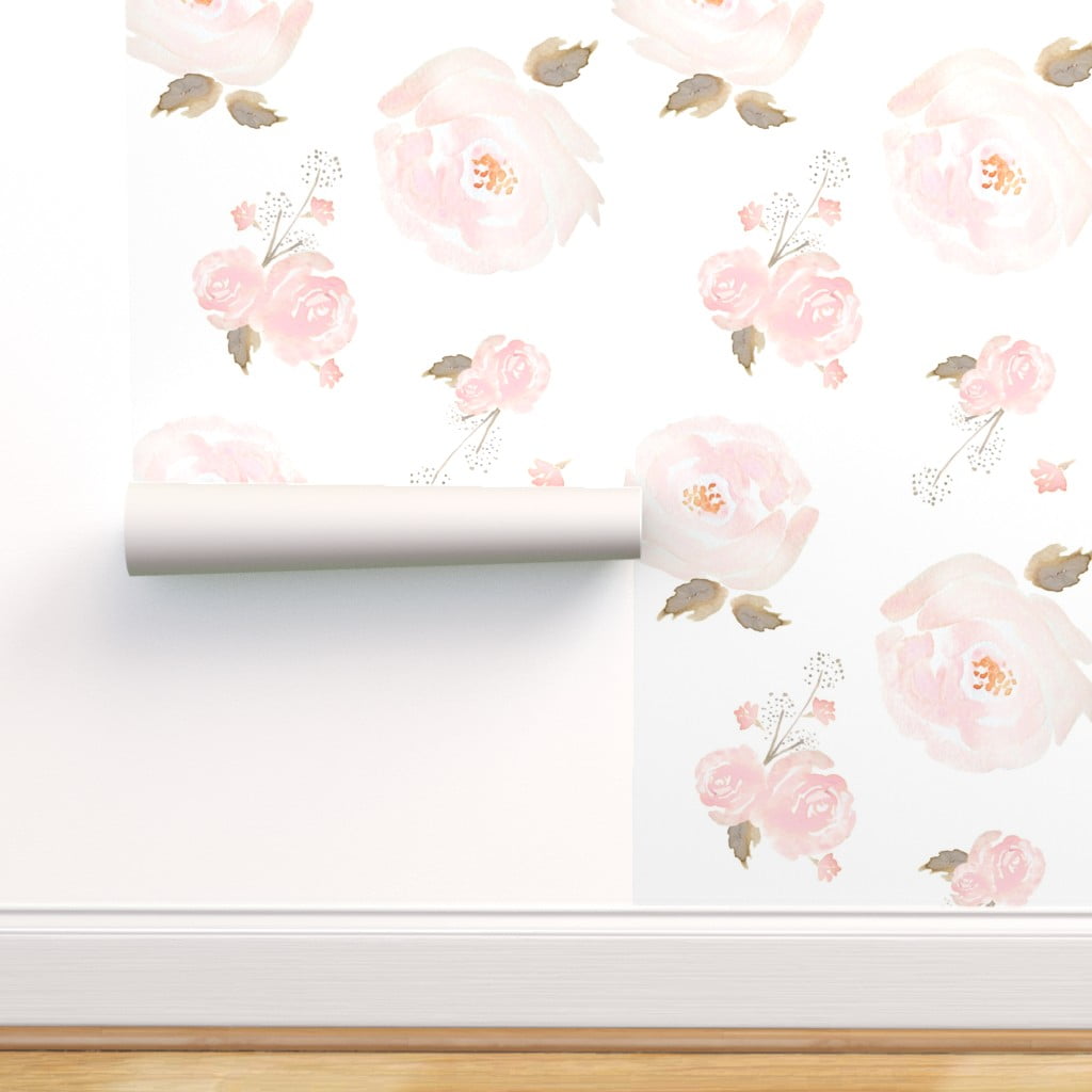 Removable Wallpaper self-adhesive Vintage floral Rose Nursery Baby girl Kids
