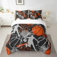 thumbnail image 2 of Erosebridal Sports Basketball Bedding Sets Twin Size for Kids Boys, Cartoon Ball Print Comforter Sets with Sheets, Black Grey Watercolor Decor, 7pcs, 2 of 5