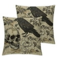 thumbnail image 2 of Acheng Halloween Pillows Skull Roses Floral Throw Pillow Covers Square Cushion Case Set of 2, Home Decoration Pillowcase and Outdoor Decorative Pillows for Couch Sofa Bed White, 2 of 6