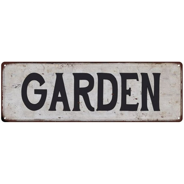 GARDEN Vintage Look Rustic Metal 6x18 Sign City State 206180041032