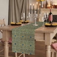 thumbnail image 3 of Abstract Geometric Cotton Linen Table Runner for Dining Kitchen, Traditional Tribe Abstract Pattern Yellow Wedding Outdoor Party Tablerunners, Dresser Scarf Coffee Tablecloth Runners 13x120 Inches, 3 of 9