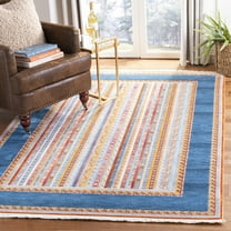 SAFAVIEH Bokhara Fletcher Striped Polyester Area Rug, Blue/Orange, 8' x 10'
