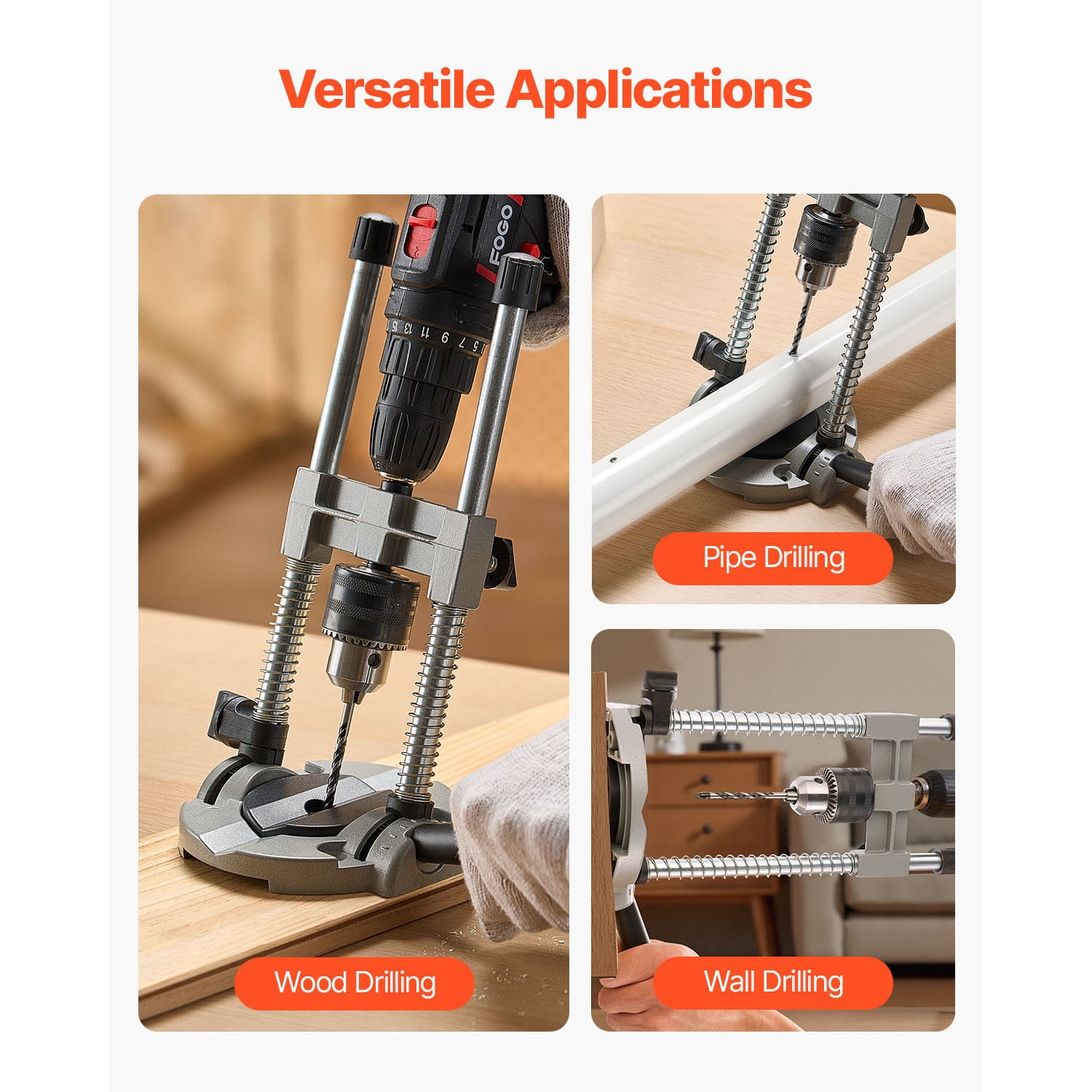 KFFKFF Portable Drill Guide, Multi-Angle Precision Drilling Jig Attachment, Aluminum Alloy, Large Handle, Mounting Holes