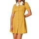 thumbnail image 1 of Vestido de mujer con cuello Peter Pan de contraste y botones, con cordones, color amarillo, 1 of 5