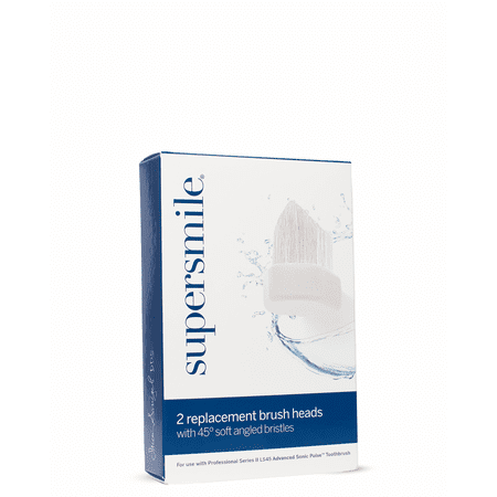 Supersmile Series II LS45 Replacement Brush Heads for Sonic Pulse Toothbrush - Patented 45° Soft Bristles Deliver Professional Teeth Cleaning - No Sensitivity (White, 2 Count)