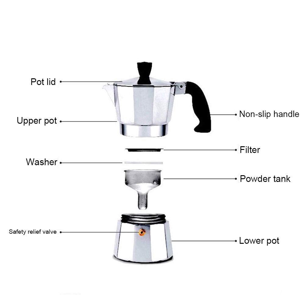 Stovetop Espresso Maker, Espresso Cup Moka Pot Italian Coffee Maker, Manual Cuban Coffee Percolator Machine Italian Espresso Greca Coffee Maker for Cappuccino or Latte 300ml