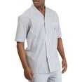 thumbnail image 1 of Nautica Mens Woven Striped Button Down Pajama Shirt, White, Large, 1 of 3