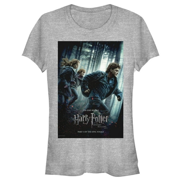 Junior's Harry Potter Deathly Hallows Poster  Graphic Tee Athletic Heather Large