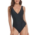 thumbnail image 1 of Traje de baño con cintura ajustada, vendaje con cuello en V, chaleco con cordón, traje de baño encantador sin mangas para mujer, 1 of 5