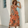 thumbnail image 2 of Orange Paisley Pattern Black White Design Sleeveless Dress Woman Fashion Long Dresses Women's Summer Suit Dress 2025, 2 of 7