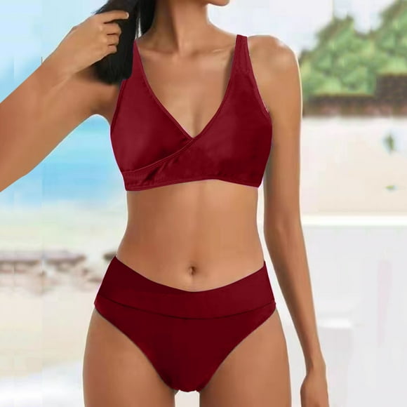snowsong Swim Suits Bikini Sets High Waisted Bikini Sexy Push Up Two Piece Swimsuits Swimsuit Two Piece Retro Ruched High Waist Print Bikini Set Bathing Suit Micro Bikini High Waisted Bikini Red S