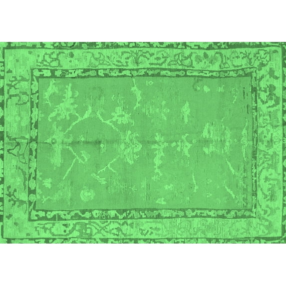 Ahgly Company Indoor Rectangle Abstract Emerald Green Modern Area Rugs, 6' x 9'