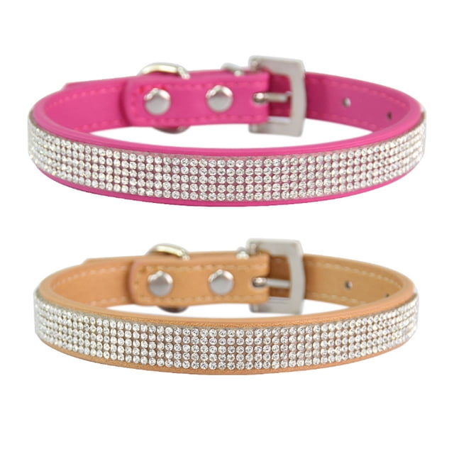 Apuakthei Collar de perro ajustable con flash, collar de perro rosa, collar de gato, collar de perro con diamantes