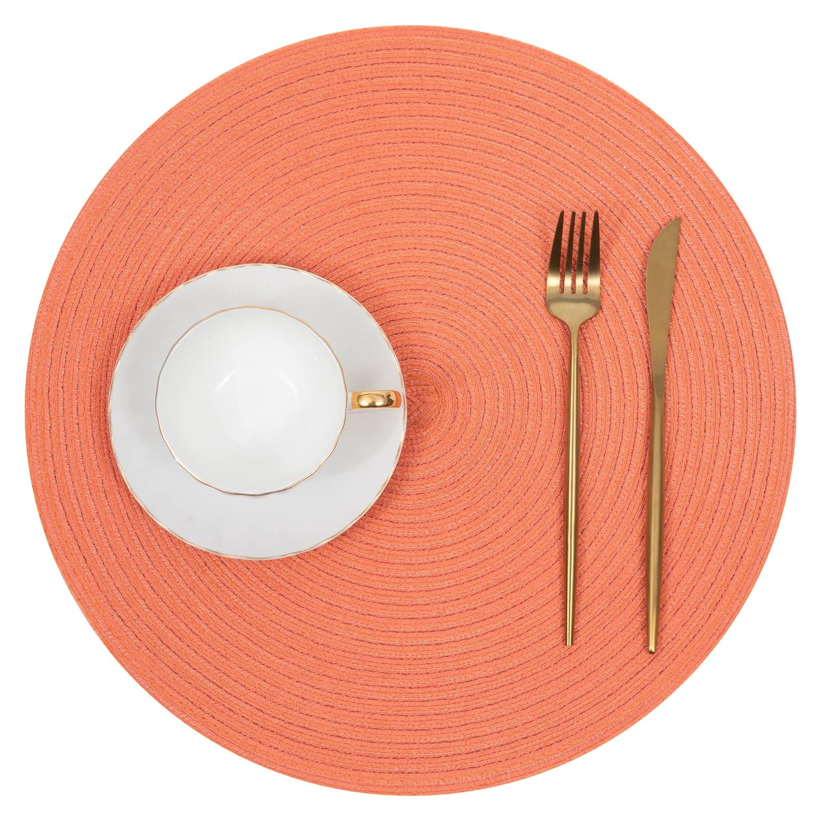 Round Placemats Set of 6 Woven Braided 15 inch Circle Placemat for Dining Tables Kitchen Table Mats Washable