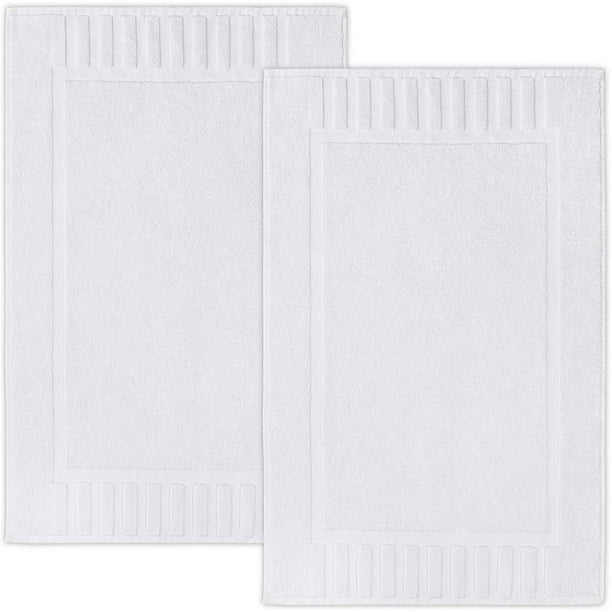 White Classic Luxury Bath Mat Towel Set, Absorbent Cotton Hotel Spa