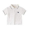 thumbnail image 3 of Kogui Kids Polo Shirts Boys Uniform Short Sleeve Pique Polo Shirts Button Closure Breathable Stretch Casual Wear Cute Summer Clothes Size 9-10 (White,9-10 Years), 3 of 6