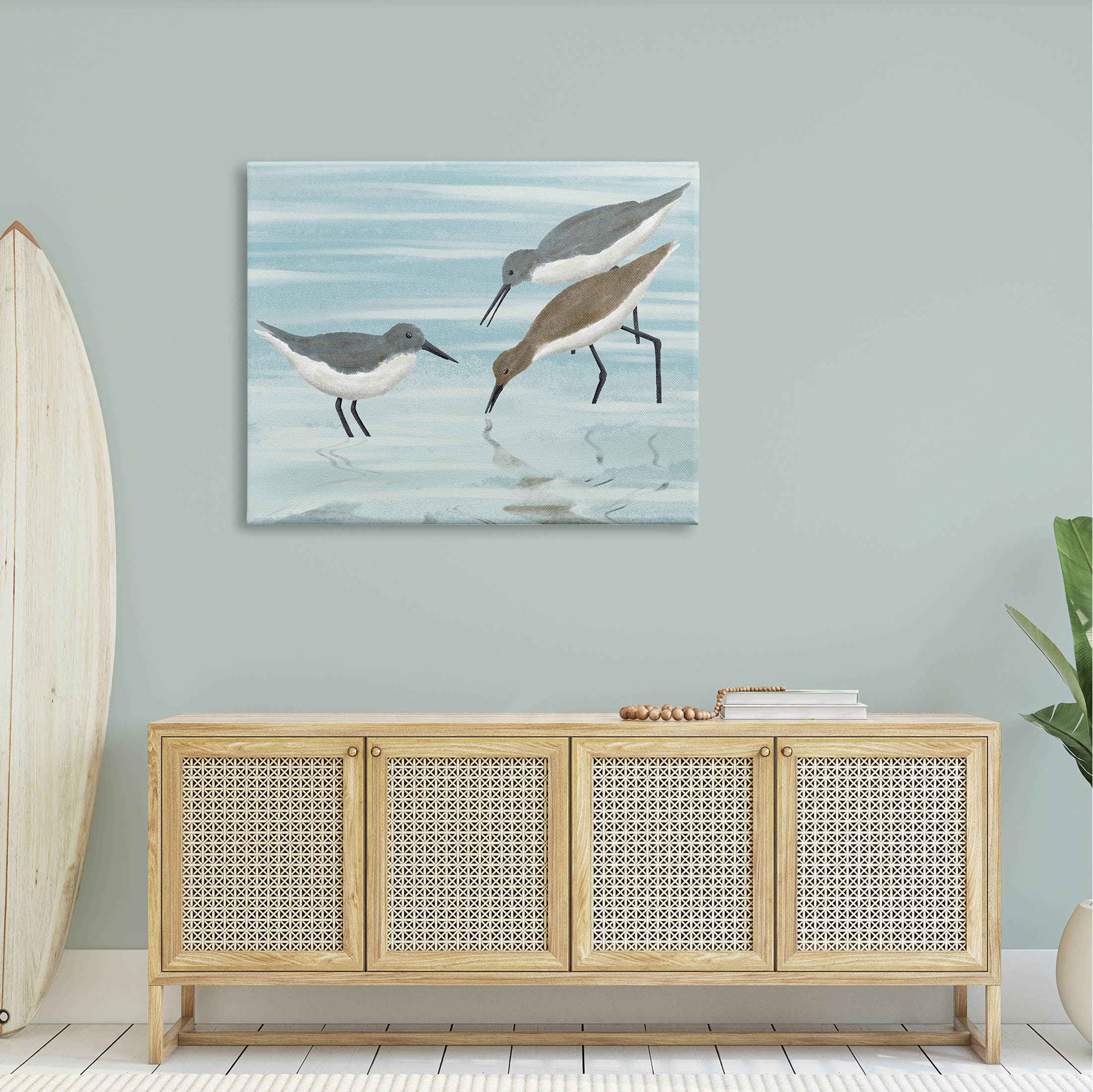 Stupell Industries Sandpipers Grazing Shallow Beach Water Graphic Art Gallery Wrapped Canvas Print Wall Art, Design by Marcus Prime